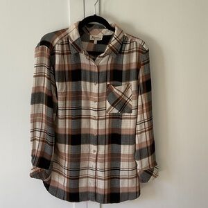 Hester & Orchard Plaid Button-Up Shirt - Black & Tan